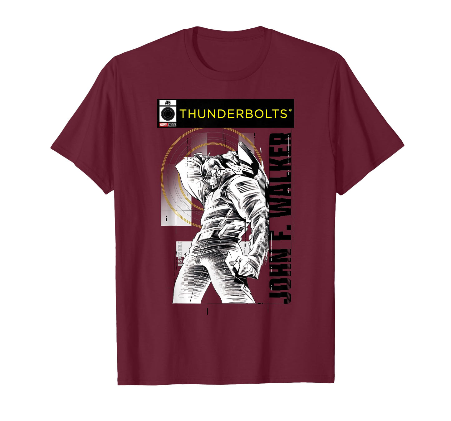 Marvel Studios Thunderbolts John F Walker B&W Comic Cover #5 T-Shirt