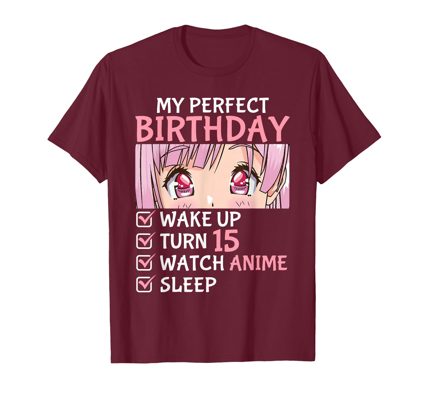 15th Birthday Watch Anime 15 Years Old Anime Teen Girls T-Shirt