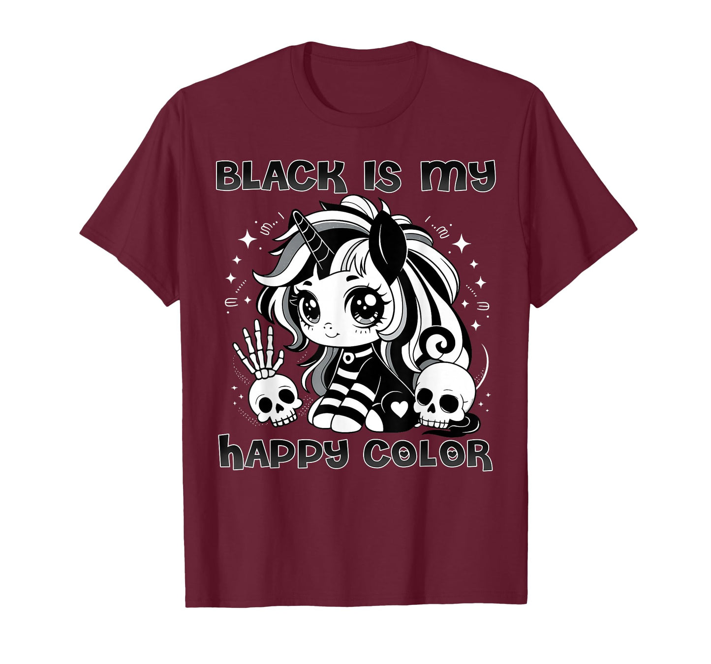 Goth Girl Black is My Happy Color Gothic Unicorn Emo Girl T-Shirt