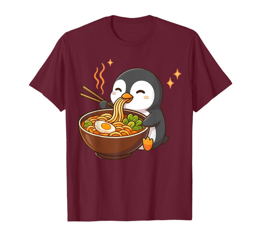 Penguin Eating Ramen Noodles T-Shirt