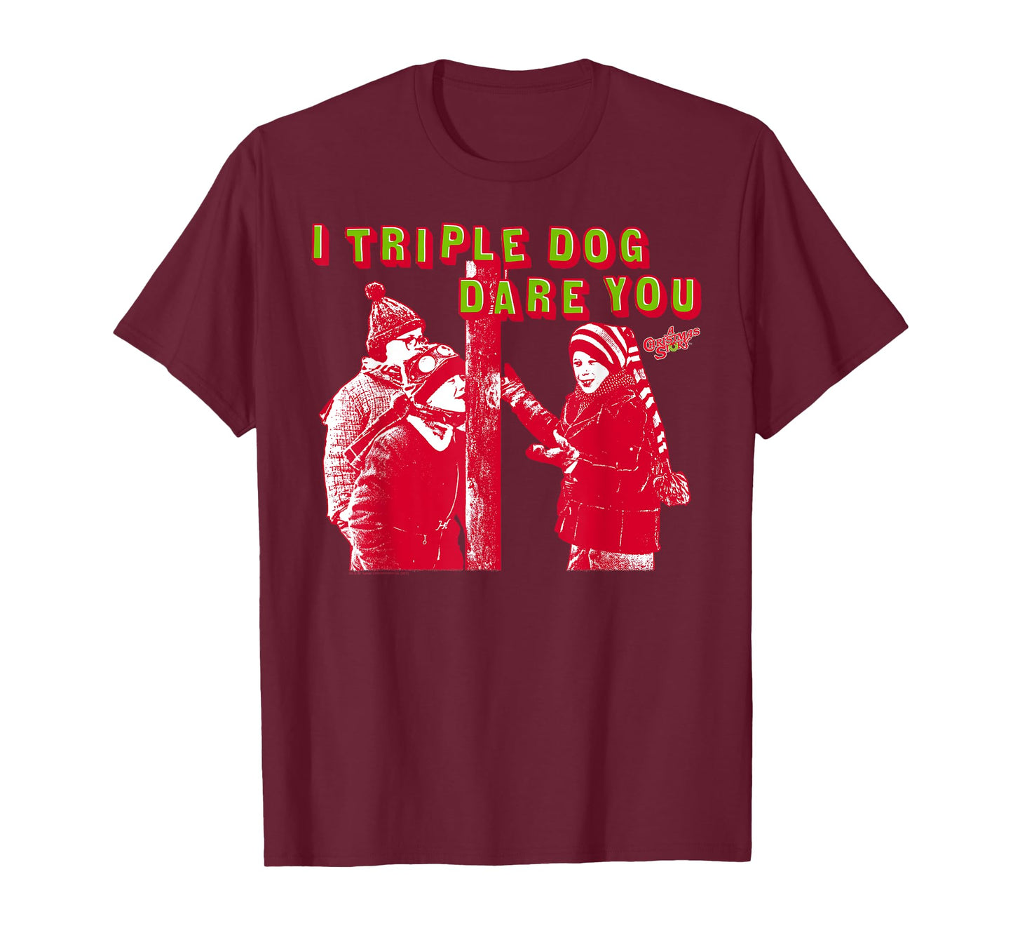 A Christmas Story Triple Dog Dare Red Photo Funny Holiday T-Shirt