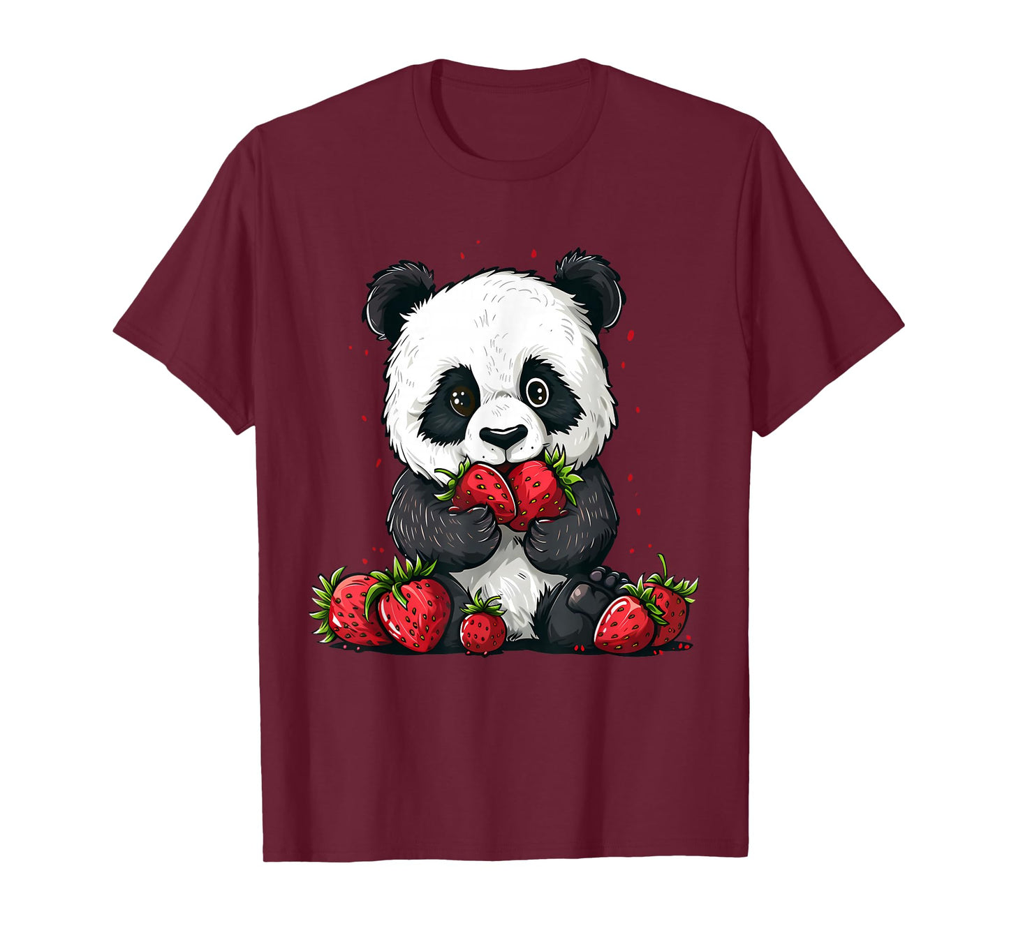 Strawberry Panda Bear Strawberries Cute Panda Bear Artwork T-Shirt