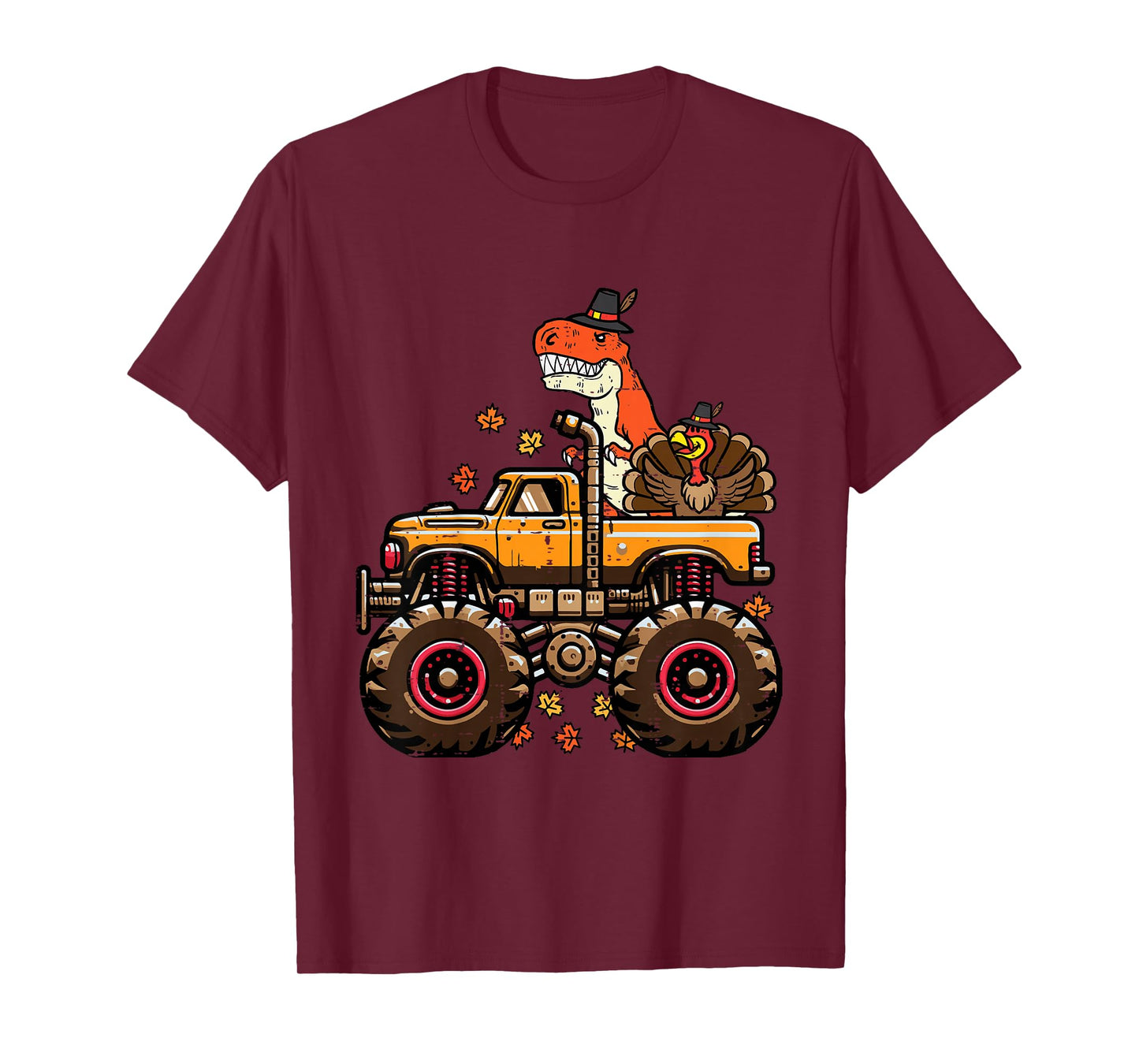 Kids Thanksgiving Dino Monster Truck Trex Fall Boys Kids Toddler T-Shirt