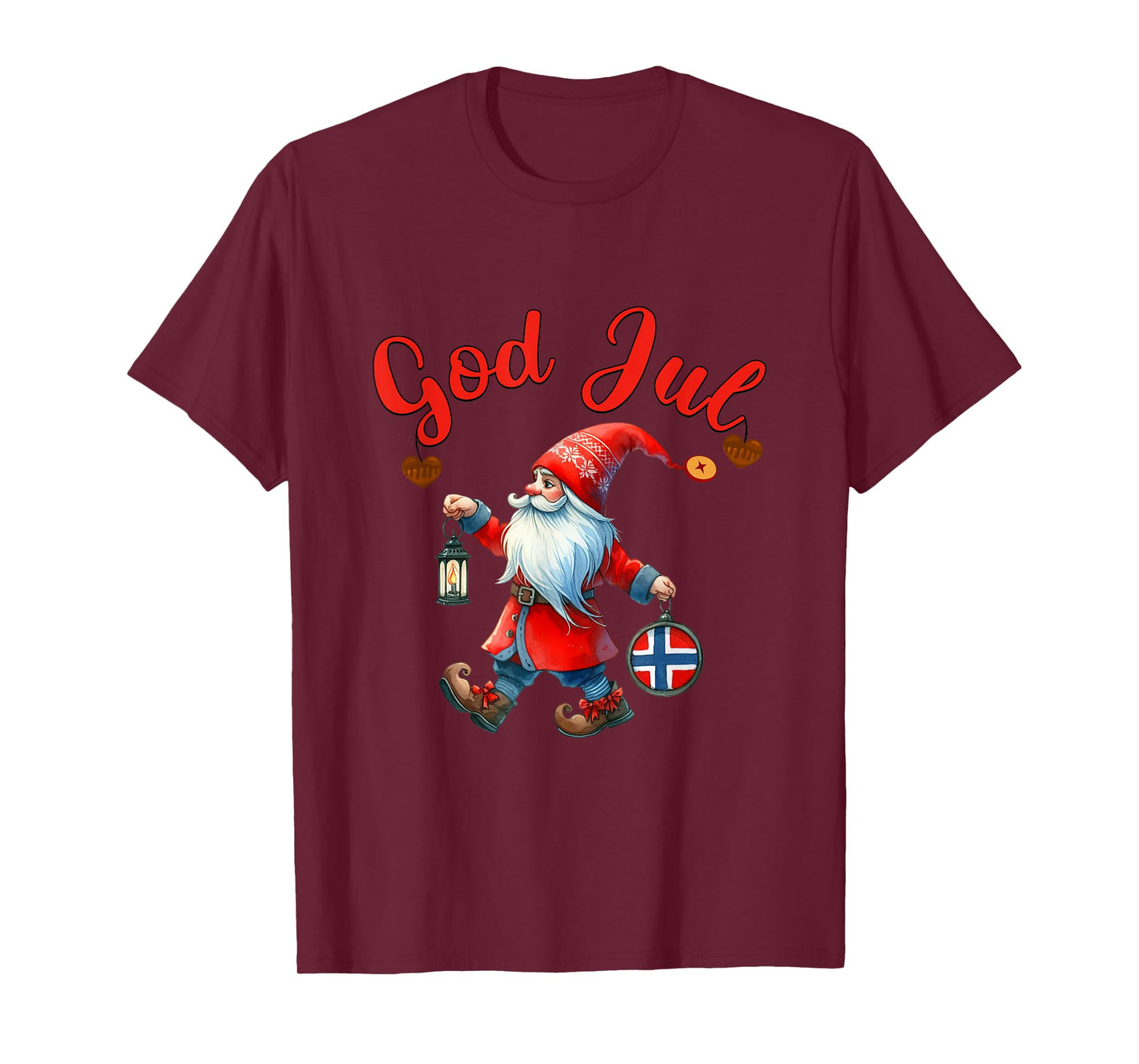 God Jul, Swedish Tomte Gnome, Scandinavian Merry Christmas T-Shirt