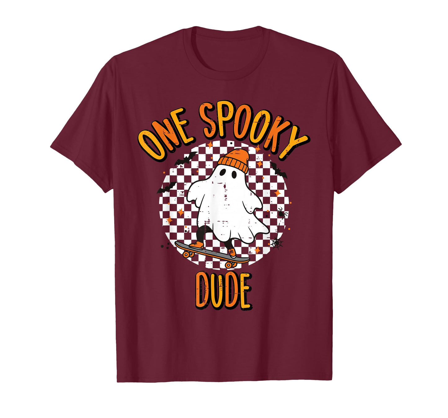 Halloween Ghost Skateboard Spooky Dude Costume Men Boys Kids T-Shirt