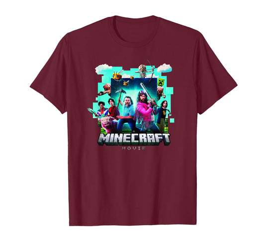 A Minecraft Movie Adventure Gang Main Characters Group Shot T-Shirt