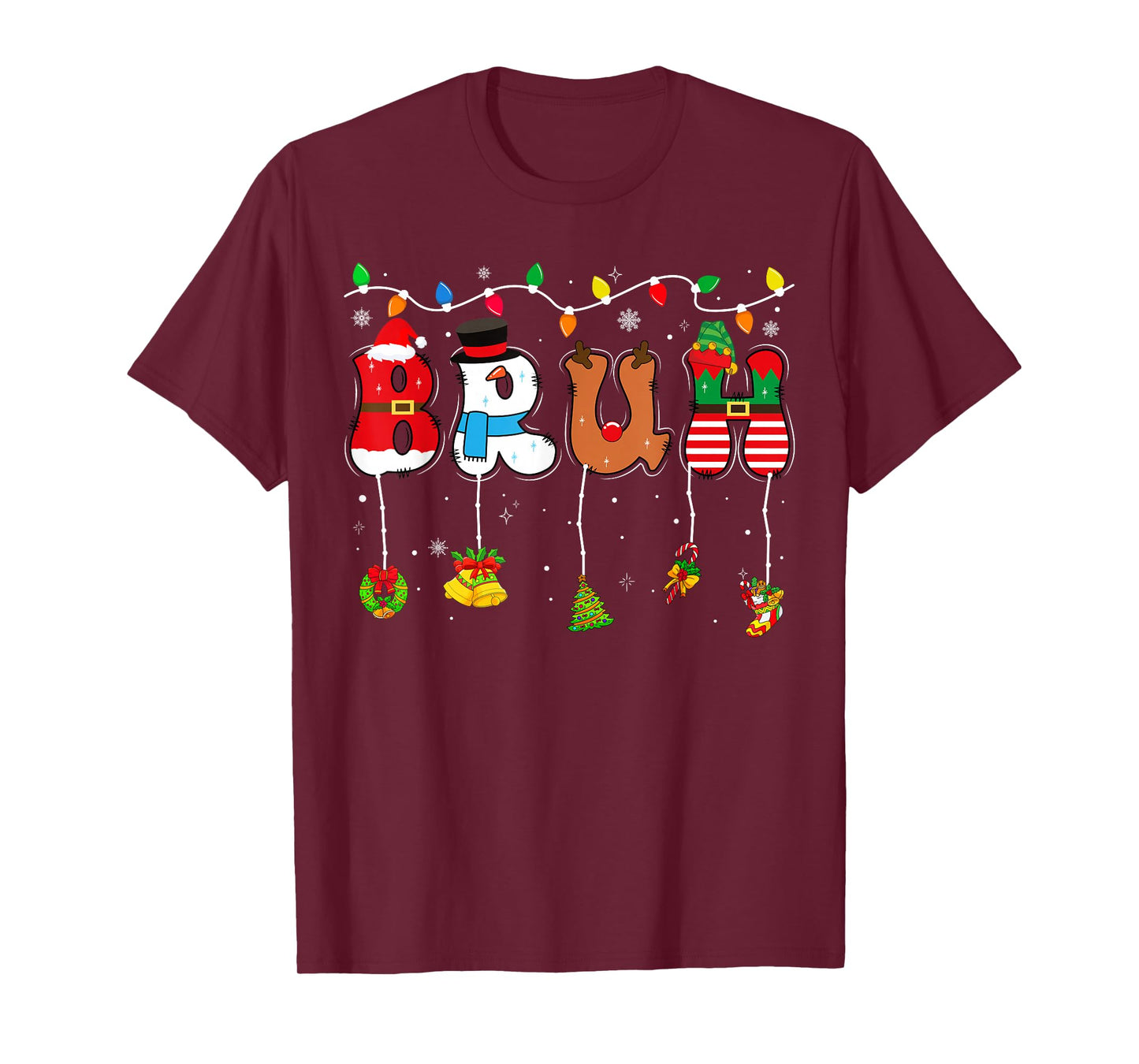 Bruh Funny Christmas Teens Boys Kids Xmas Pajamas T-Shirt