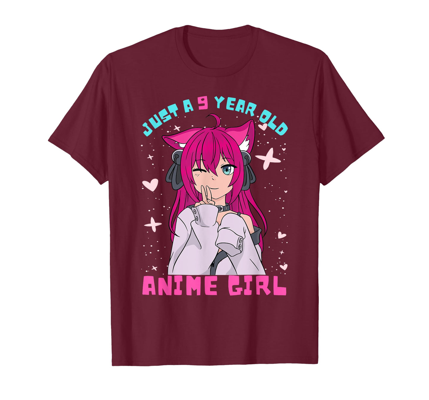 Anime Girl 9 Year Old Birthday Girl Kawaii 9th Birthday T-Shirt