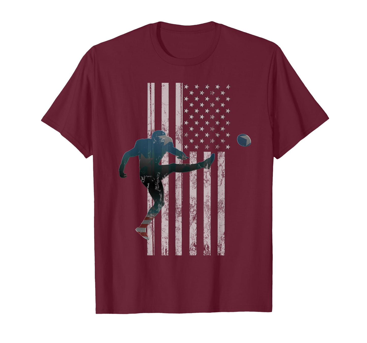 Football T-Shirt, American Flag USA Team Gift Kicker T-Shirt