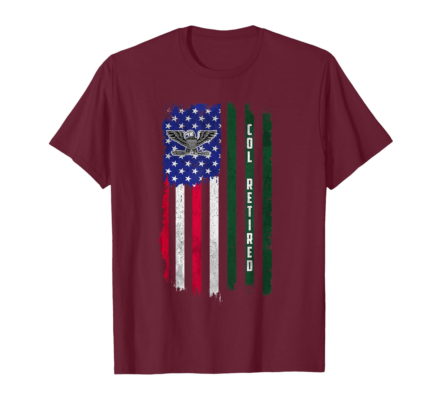Retired O6 Colonel COL Rank American Flag Veterans Day Papa T-Shirt