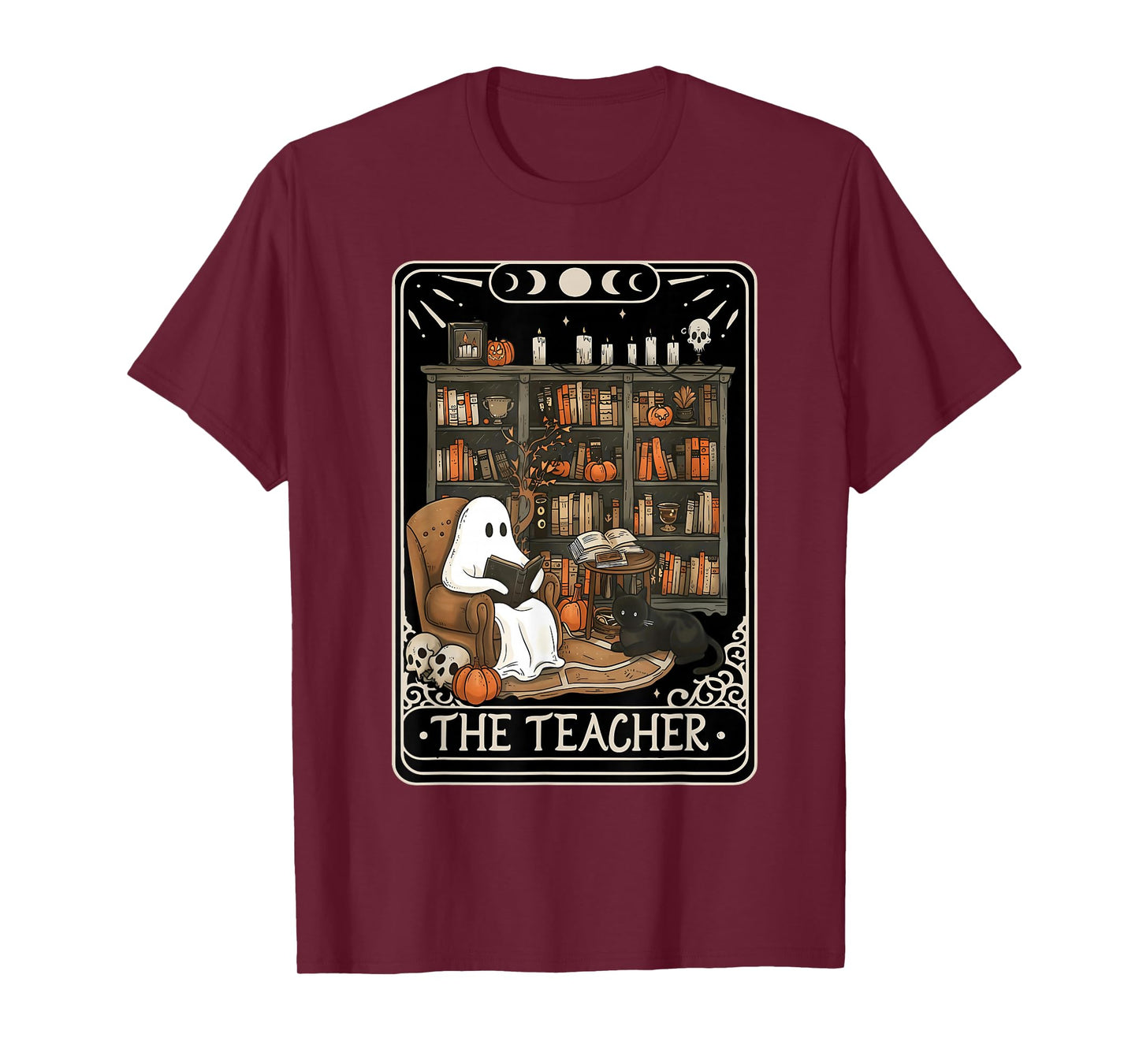 The Teacher Funny Ghost Book Reading Books Lover Halloween T-Shirt