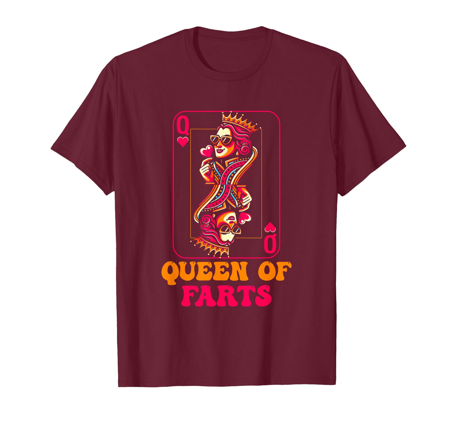 Queen of Farts Playing Card Parody with Crowned Lady Retro T-Shirt