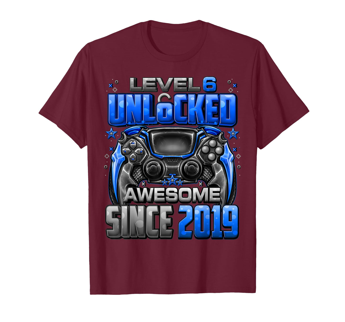Level 6 Unlocked Awesome Since 2019 6th Birthday Gaming T-Shirt