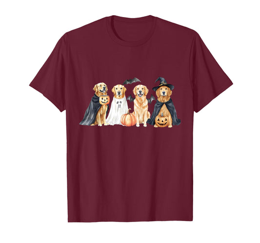 Golden Retriever Dogs Ghost Boo Witch Costume Halloween T-Shirt