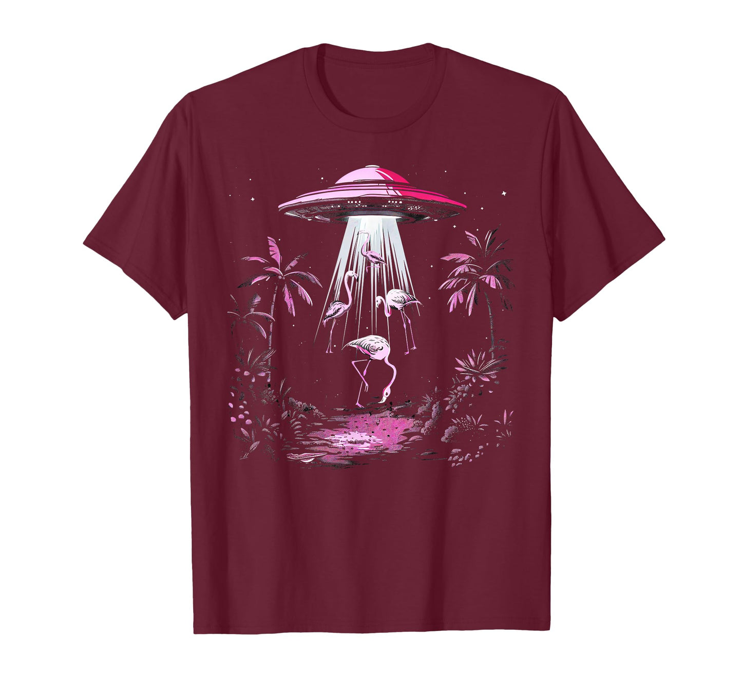 Flamingo Shirt Men Women Boys Girls Funny Alien Flamingo UFO T-Shirt
