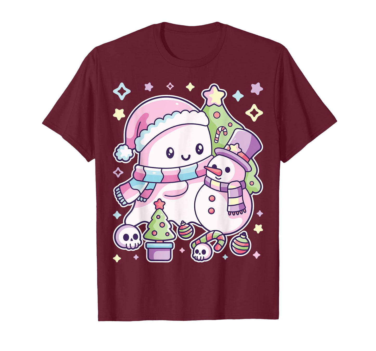 Christmas Ghost Lil Boo Xmas Tee Girls Kids Toddler Pastel T-Shirt