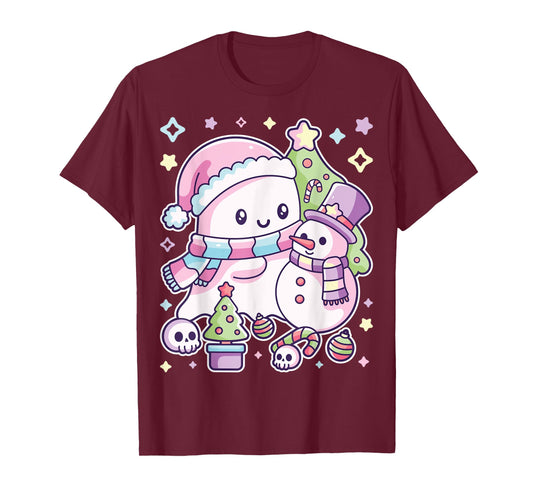 Christmas Ghost Lil Boo Xmas Tee Girls Kids Toddler Pastel T-Shirt
