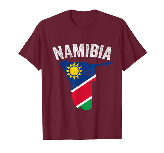 Distressed Retro Namibia Flag Namibia Map Patriotic T-Shirt
