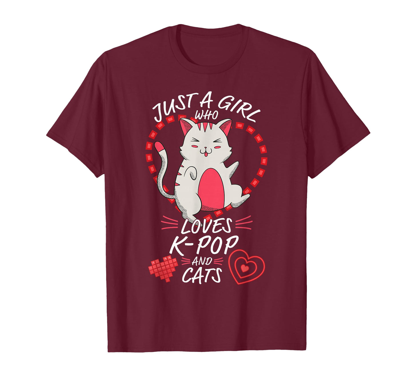 Just A Girl Who Loves K-Pop and Cats - Cute Anime Kawaii Cat T-Shirt