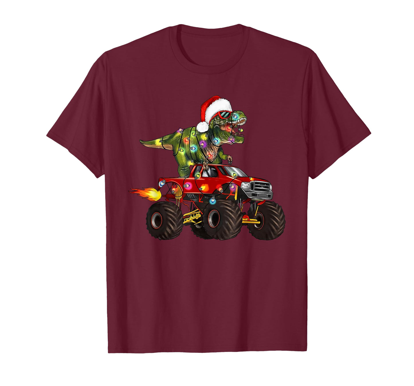 T-Rex Dinosaur Christmas Monster Truck for Kids Boys Xmas T-Shirt