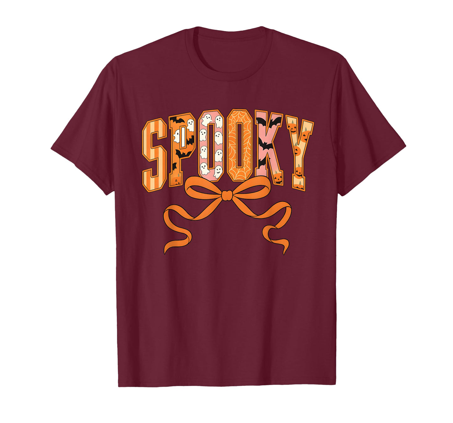 Spooky Coquette Girly Pumpkin Ghost Funny Halloween T-Shirt