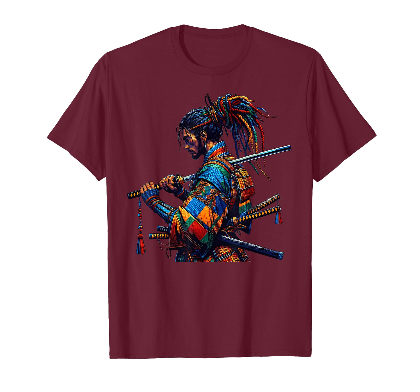 Afro American Samurai Japanese Style Bushido Art Design T-Shirt