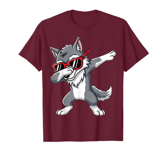 Dabbing Wolf with Sunglasses Wolves Animal T-Shirt
