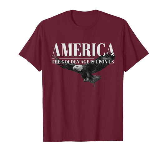America Golden Age Patriotic Bald Eagle Design T-Shirt