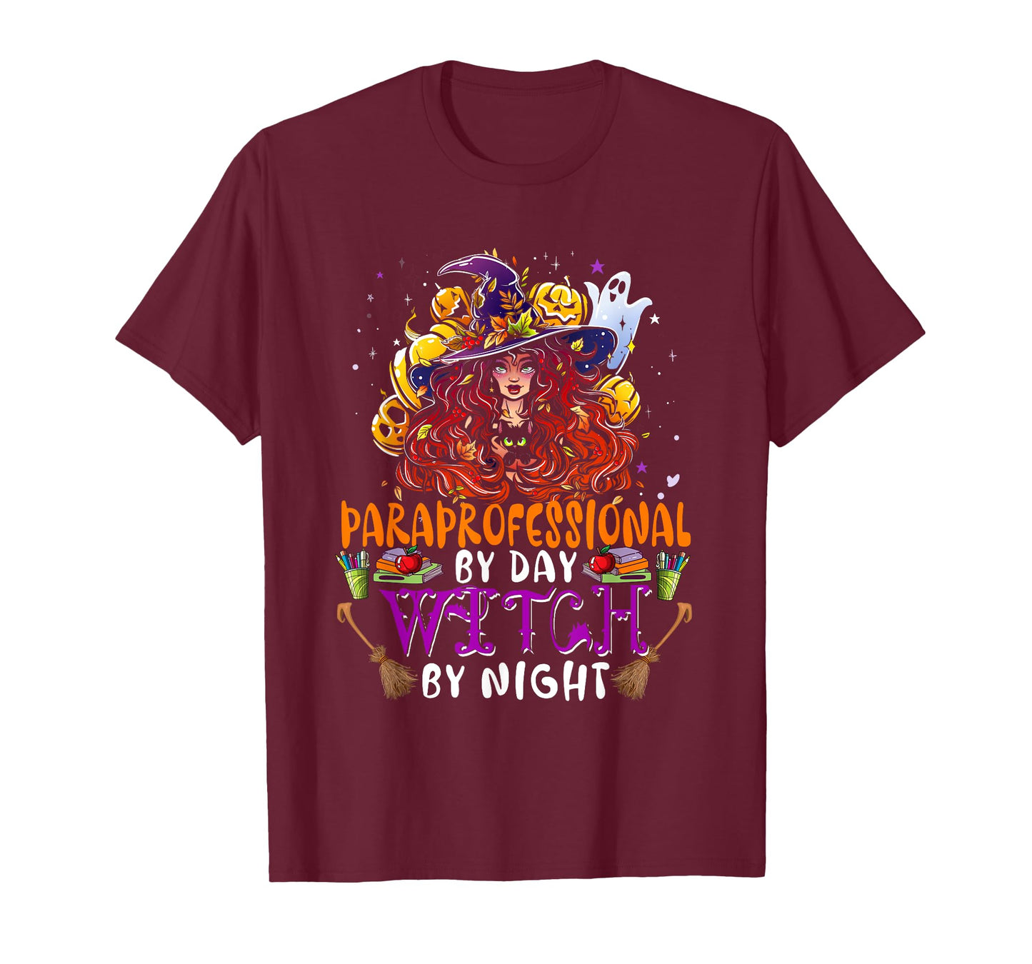 Paraprofessional By Day Witch By Night Funny Witch With Cat T-Shirt
