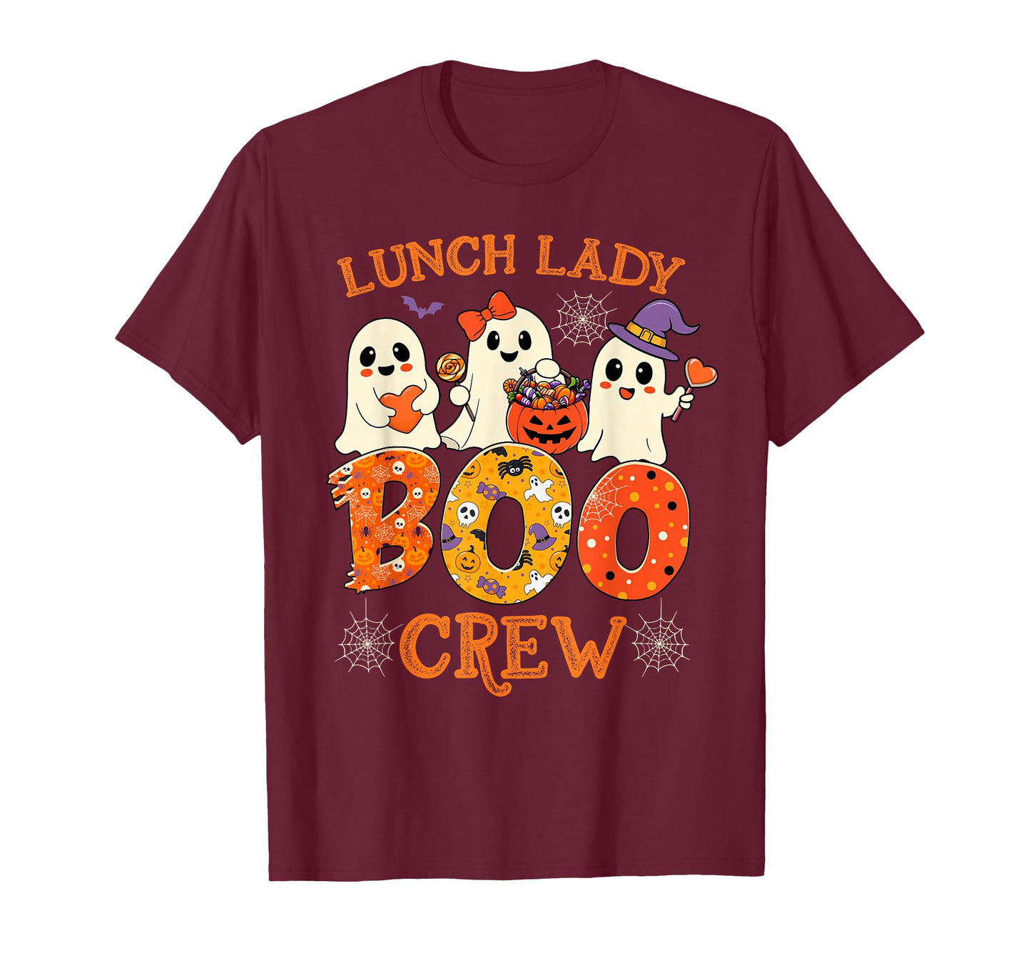 Lunch Lady Boo Crew Funny Halloween Spooky Costume Women T-Shirt
