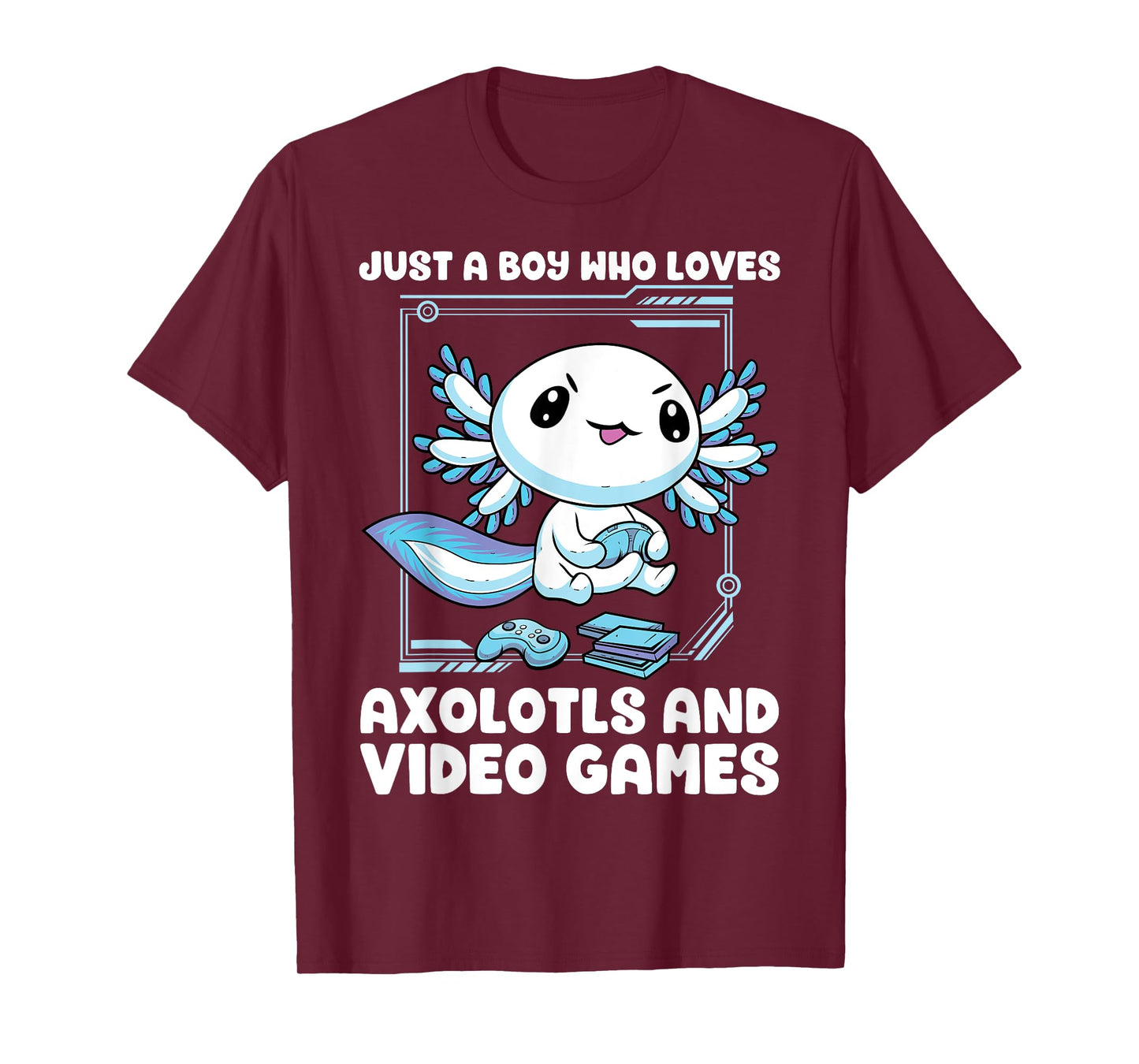 Just A Boy Who Loves Axolotls And Video Games Gamesolotl T-Shirt
