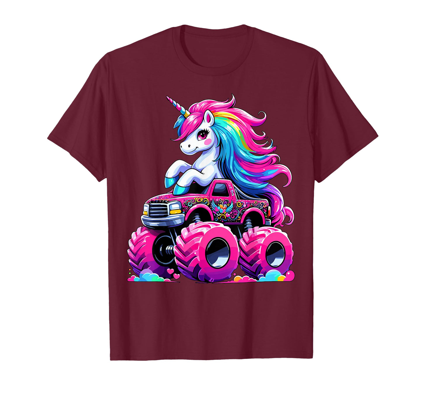 Cute Unicorn Riding Monster Truck T-Shirt