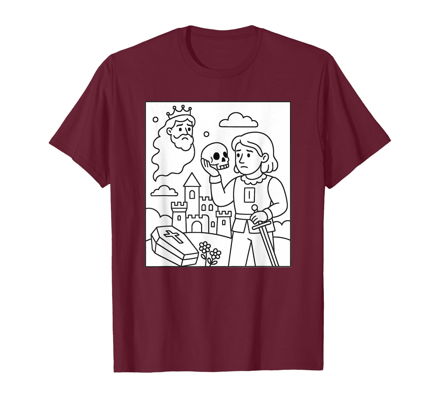 Coloring Book Hamlet Ghost Yorick Castle Shakespeare Play T-Shirt