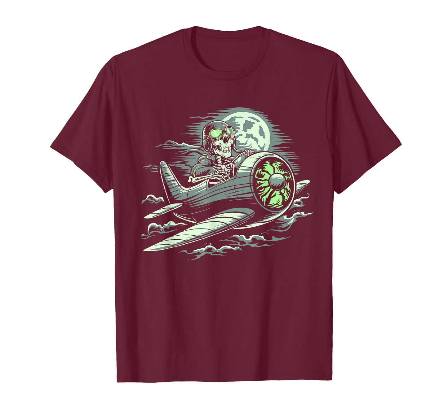 Funny Skeleton Pilot Airplane Lovers Spooky Halloween T-Shirt