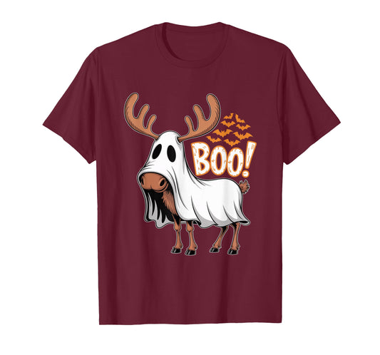 Spooky Moose Ghost Boo Costume Halloween Party T-Shirt