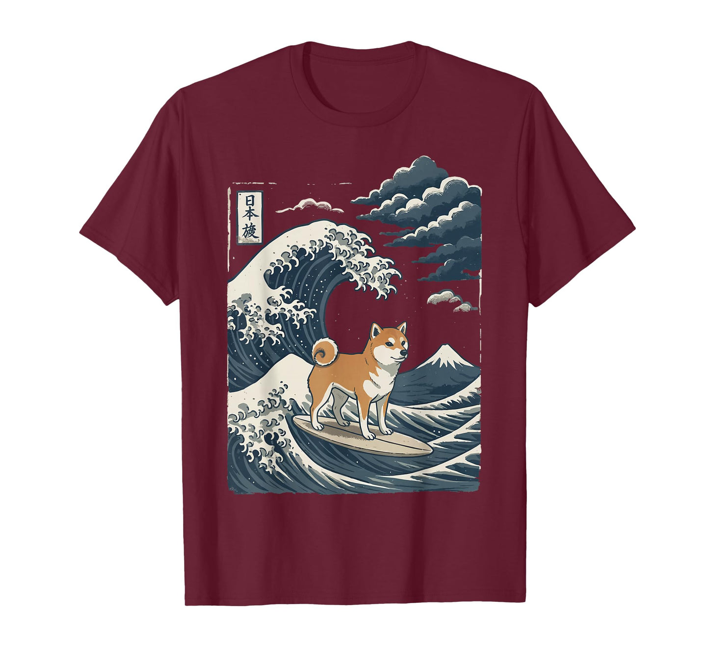 Shiba Inu Surfing Japanese Wave T-Shirt