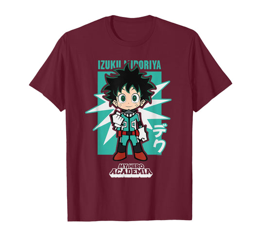 My Hero Academia Chibi Deku Kanji and Starburst Anime T-Shirt