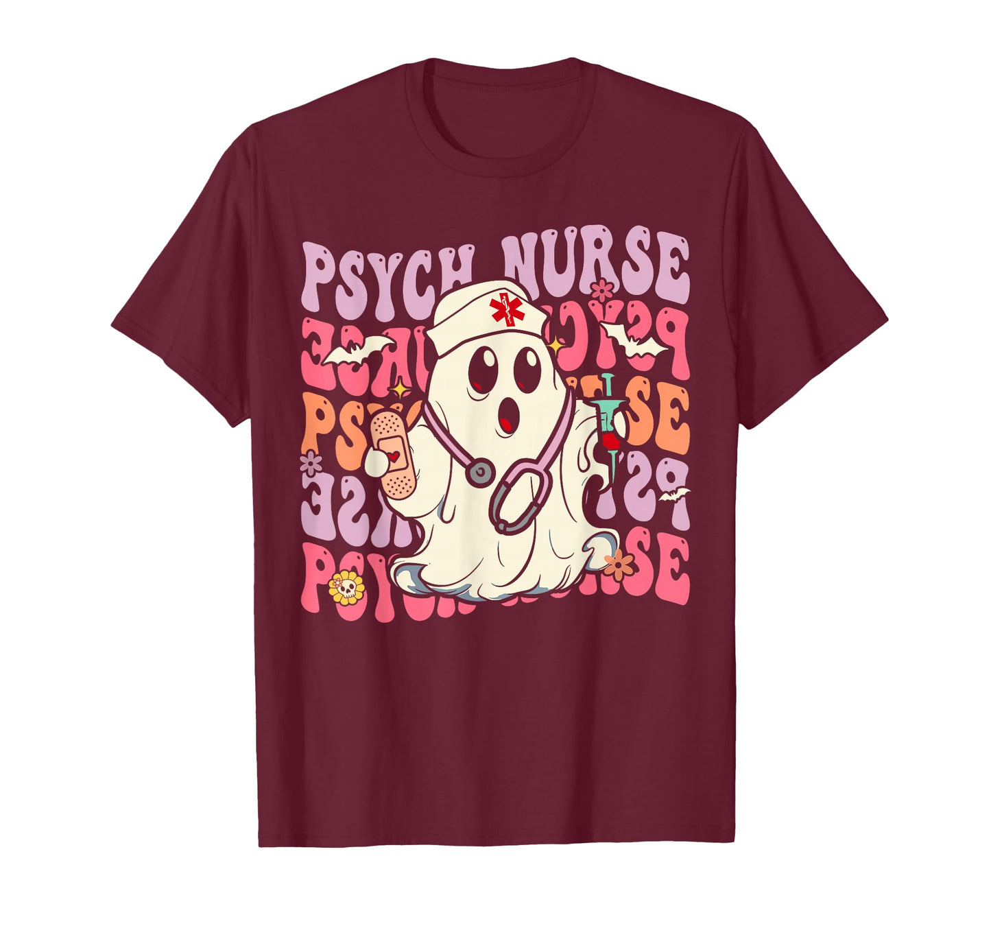 Retro Psych Nurse Groovy Halloween Psychiatric Nurse T-Shirt
