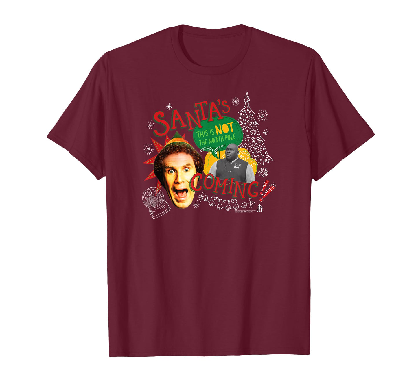 Elf Santa's Coming Buddy Collage Funny Christmas T-Shirt