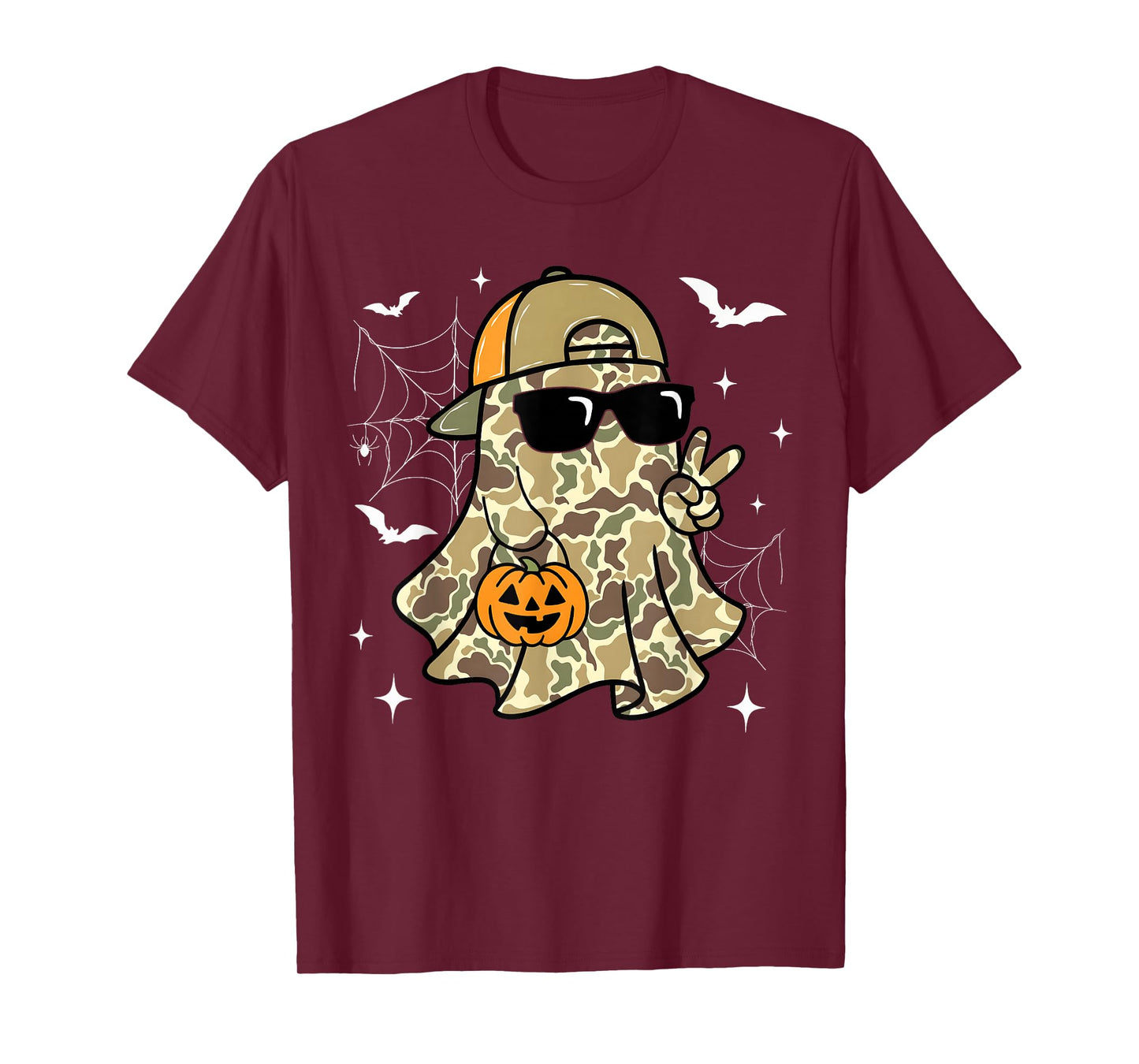 Spooky Dude Camo Ghost Halloween Mens Boys Kid Hunting Lover T-Shirt