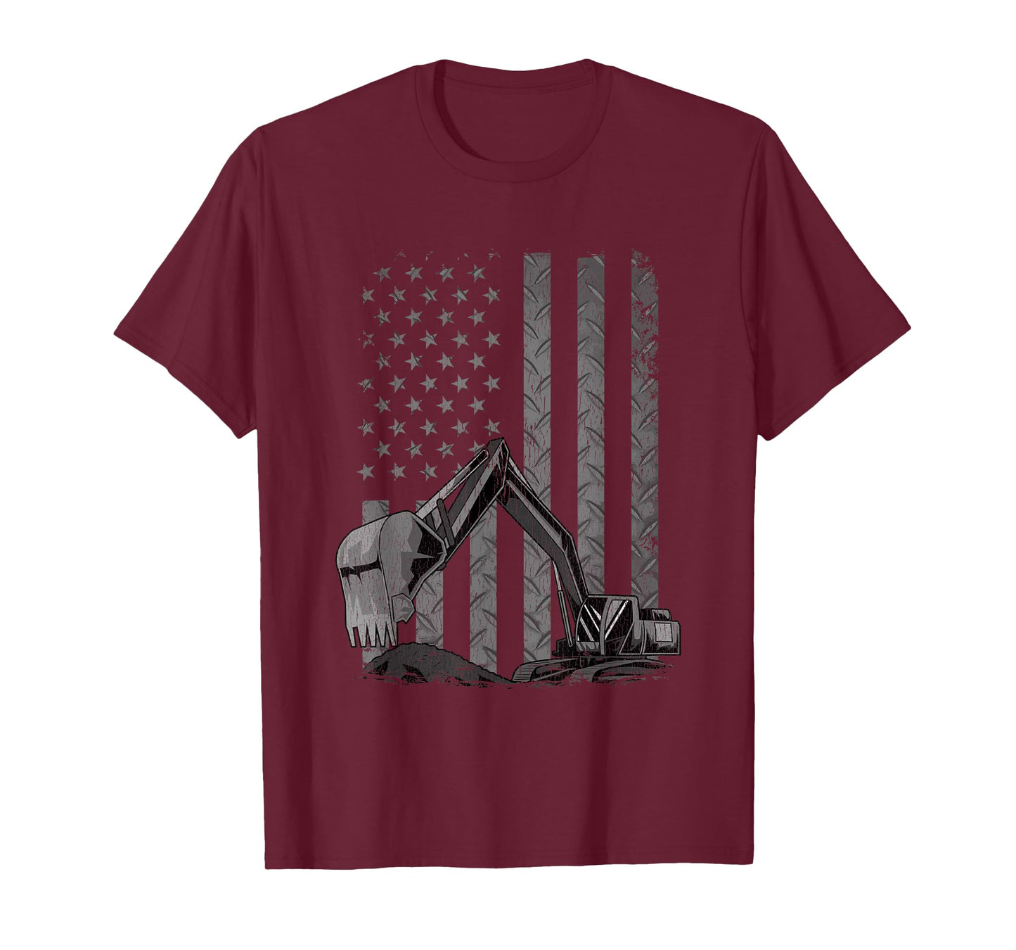Patriotic Construction Worker Excavator Operator Digger Cool T-Shirt