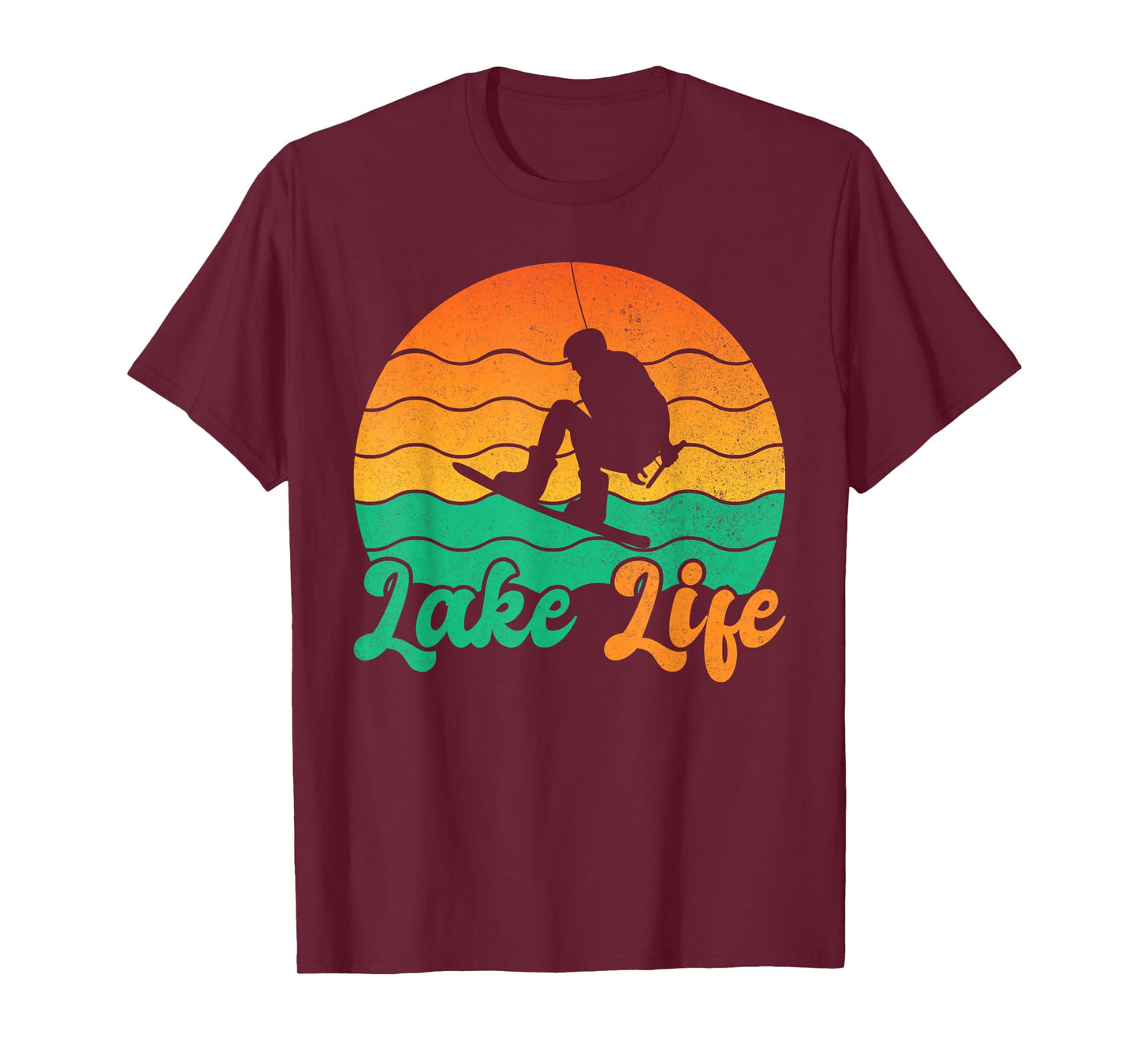 Wakeboard Wakeboarder Lake Life Retro Wakeboarding Sunset T-Shirt