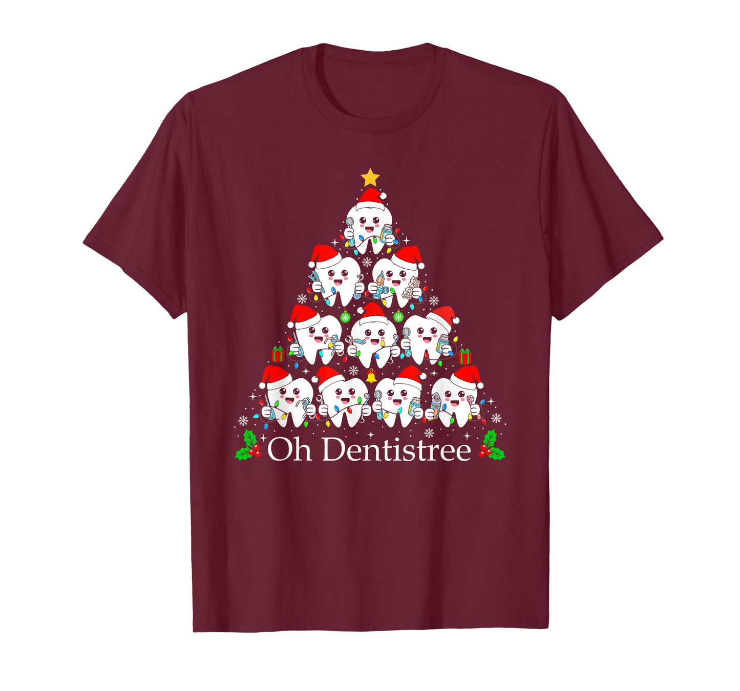 Tooth Christmas Dentist Tree Dental Assistant Oh Dentistree T-Shirt