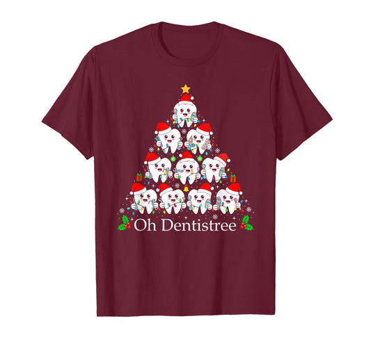 Tooth Christmas Dentist Tree Dental Assistant Oh Dentistree T-Shirt