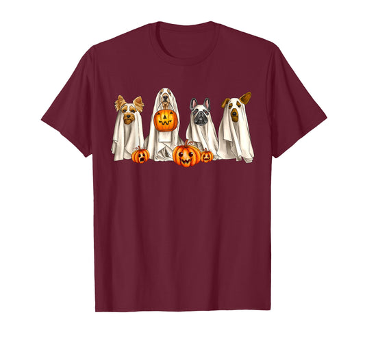 Ghost Dogs Spooky Season Dog Dressed As Ghost Halloween T-Shirt