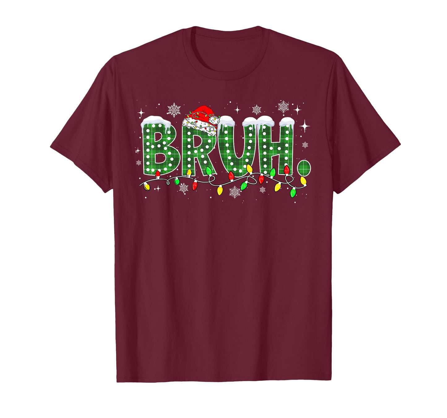 Funny Bruh Christmas Pajamas Plaid Teens Boys Kids Xmas T-Shirt