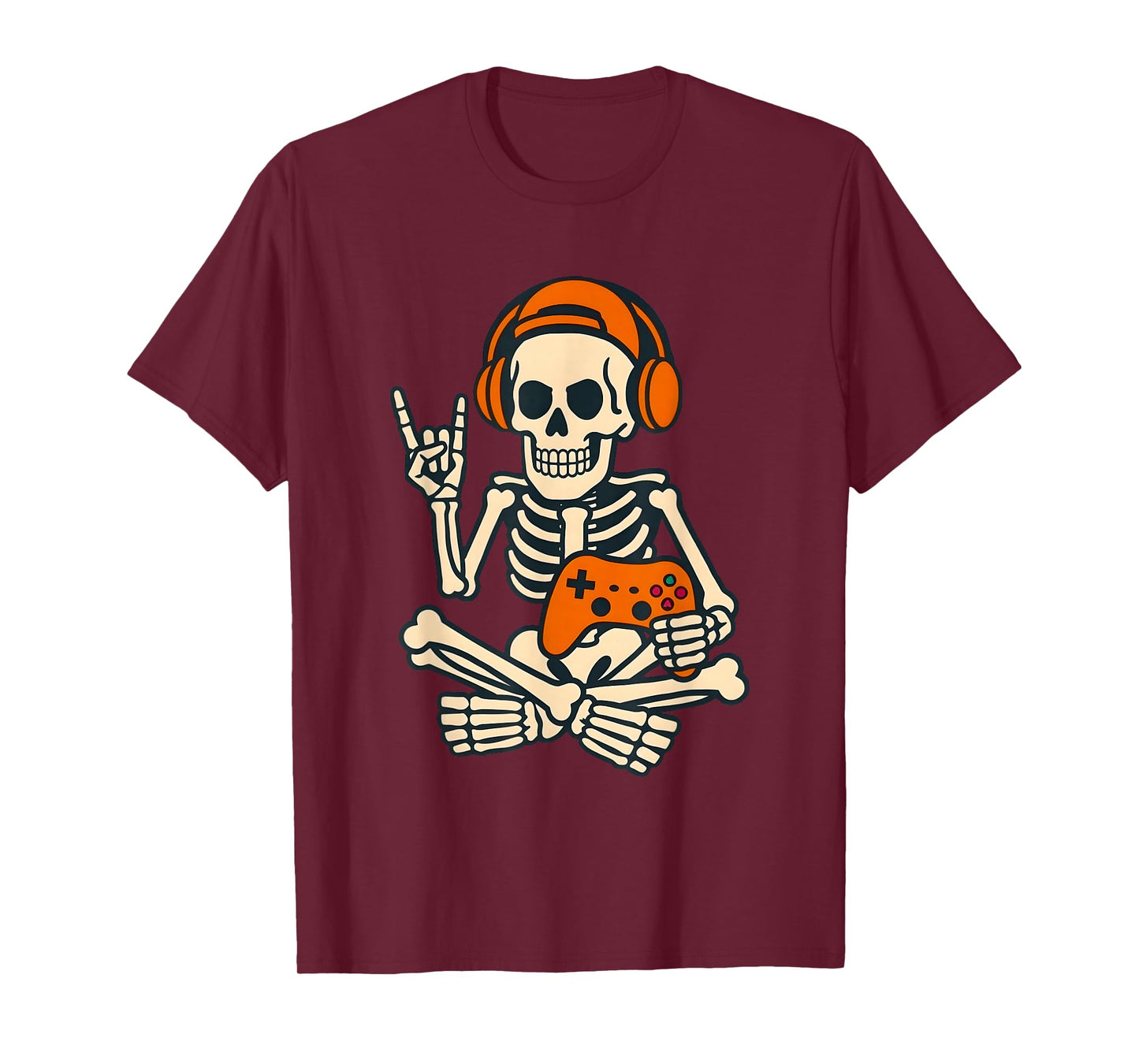 Halloween Skeleton Gamer Video Gaming Boys Men Kids Tees T-Shirt
