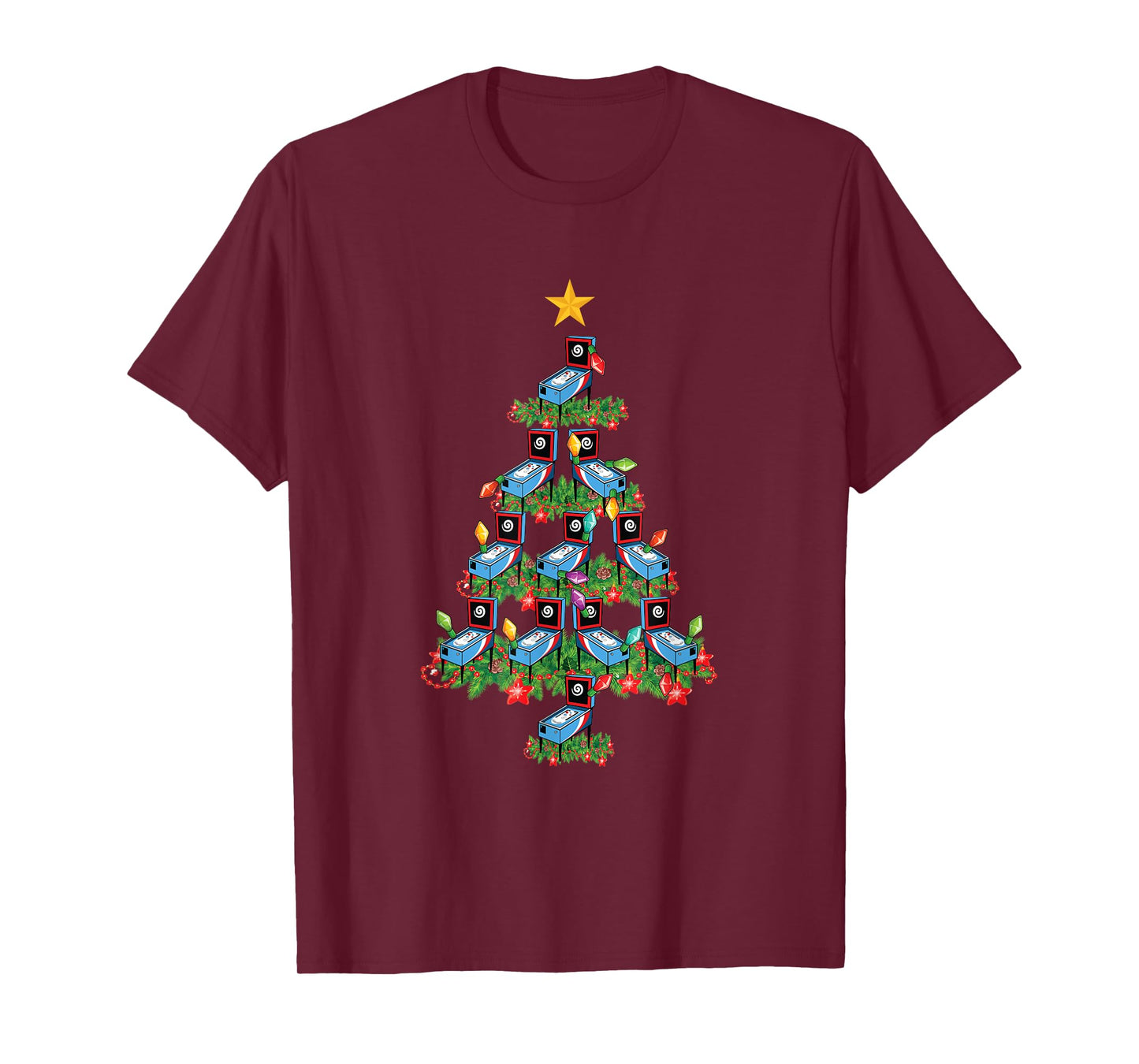 Pinball Machine Retro Arcade Game Gamer Pinball Christmas T-Shirt