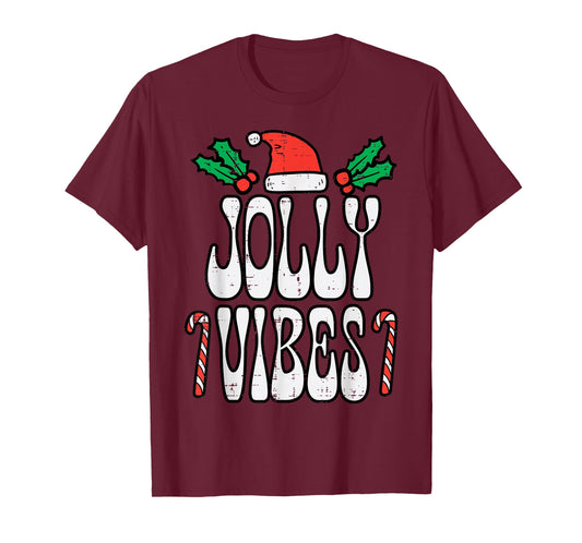 Christmas Jolly Vibes Retro Groovy Xmas Men Women Kids T-Shirt