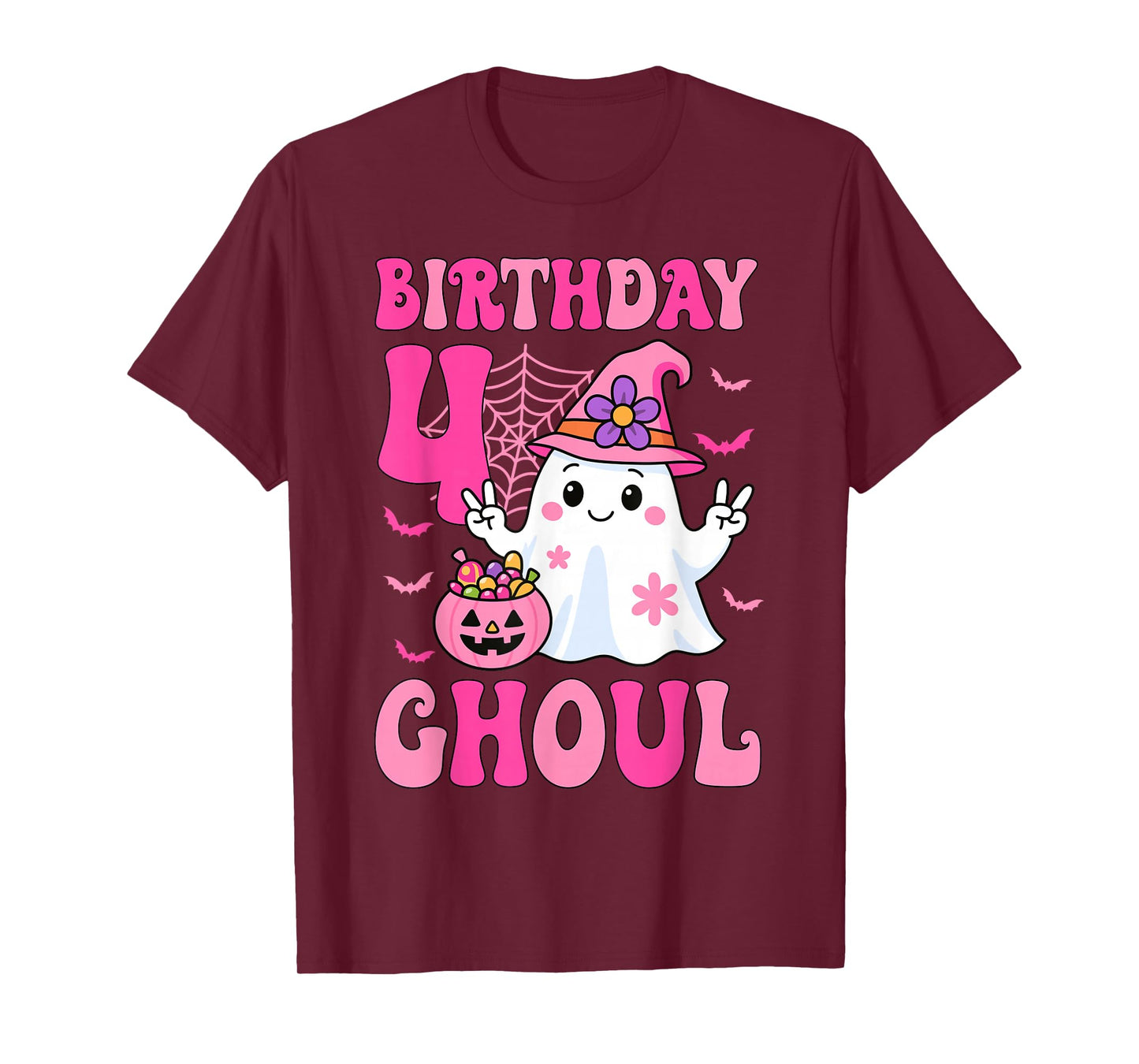 I'm 4 Years Old Girls Cute Ghost It's My 4th Birthday Ghoul T-Shirt